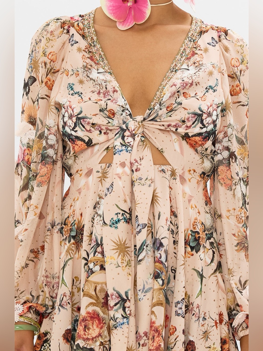 CAMILLA Rose Garden Print Short Wrap Tie Dress - Picture 5 of 9